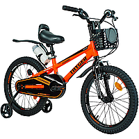 Велосипед дитячий Corso Tayger 18" алюмінієва рама помаранчевий з додатковими колесами TG-11360