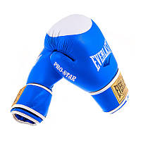 Боксерские перчатки Ever PRO STAR, кожа, 8oz, синий