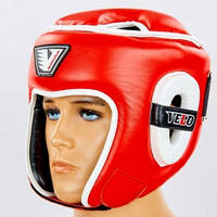 Шлем боксерский открытый с усиленной защитой макушки кожаный VELO VL-8195-R