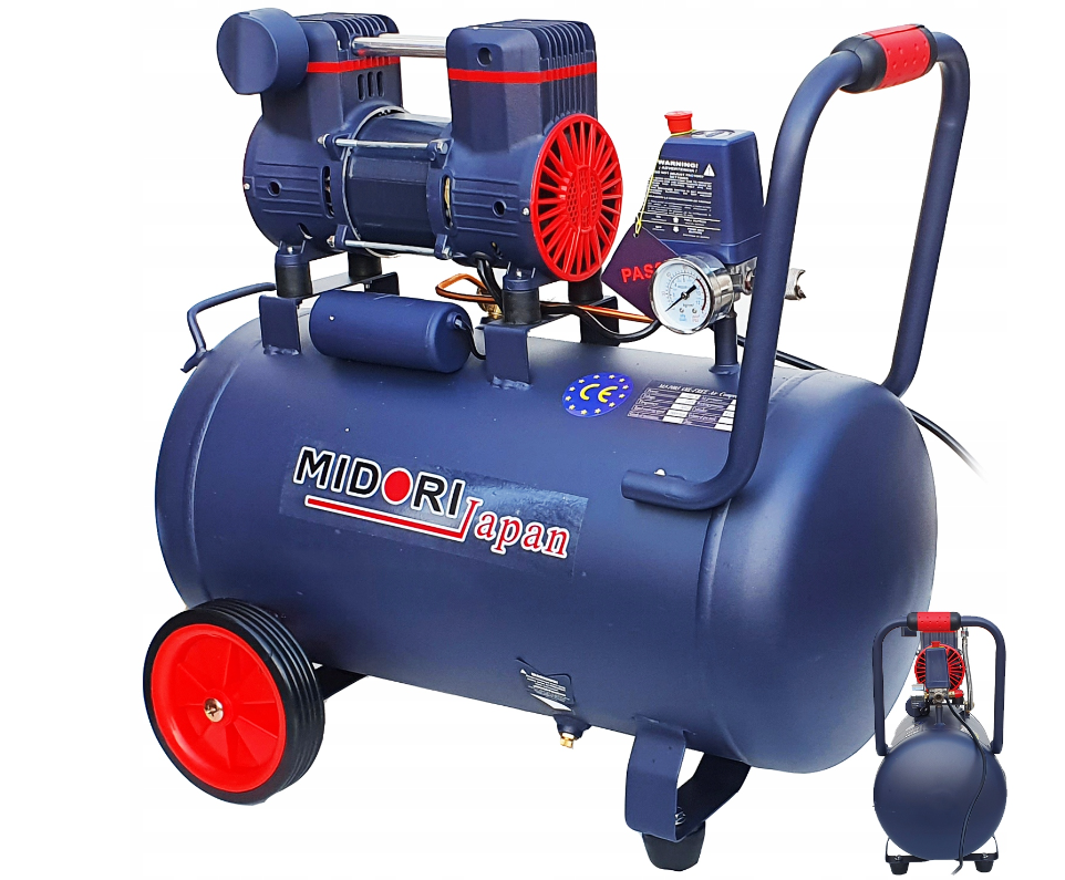 Безмасляний компресор для гаража Midori MJ1002OD 24л 8 бар компресор 24л безмасляний для майстерні, фото 1