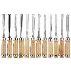 Набір різців по дереву 12 шт у чохлі / Стамески для різьблення по дереву / Різці по дереву / Комплект стамесок