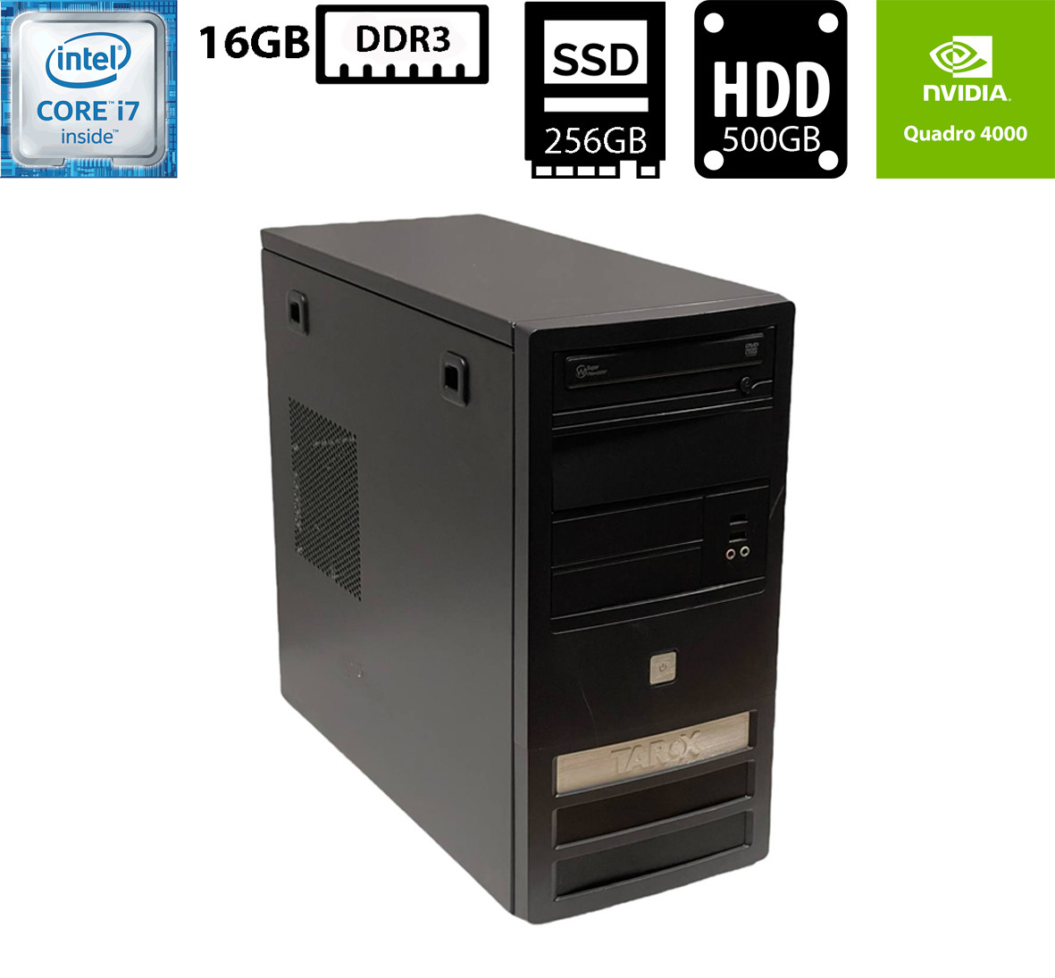 Комп'ютер Asus P8B75-M Tower/Intel Core i7-3770 3.40GHz/16GB DDR3/SSD 256GB+HDD 500GB/NVIDIA Quadro 4000 (2GB GDDR5)/400W
