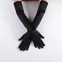 Рукавички ONE SIZE Silk Чорні високі жіночі рукавиці