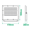 Світлодіодний прожектор 50Вт Ardero LL-3050 ARD PRO 50W LED 6000Lm 6500K 100-277V 170х150х28мм IP65 сірий, фото 2