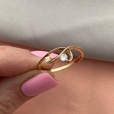 Каблучка золота ажурна з білим круглим фіанітом, фото 5