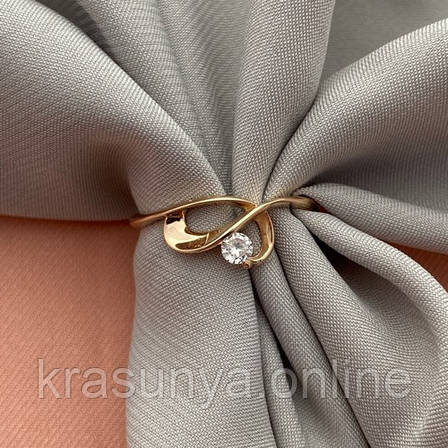 Каблучка золота ажурна з білим круглим фіанітом, фото 1