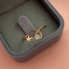 Каблучка золота ажурна з білим круглим фіанітом, фото 4