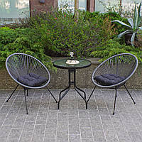 Комплект садовой мебели уличный 4Points ARTE на дачу со столом и двумя стульями для сада дома Серый