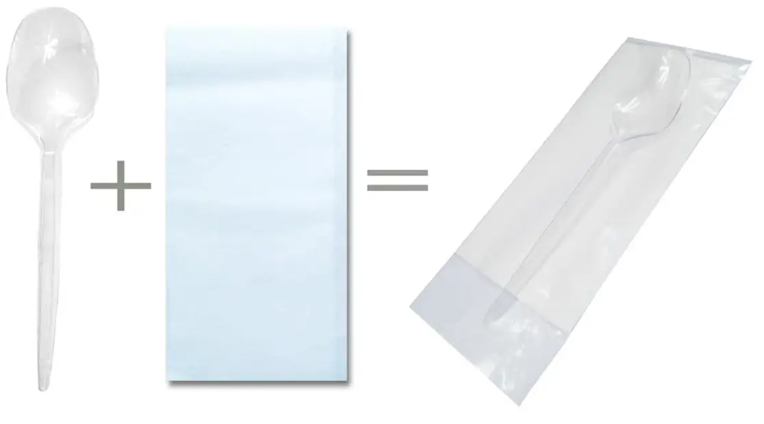 Набір столових приборів прозора ложка та серветка преміум 250 шт Під замовлення, фото 1