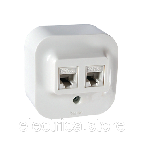 Forix Розетка комп'ютерна подвійна 2XRJ45 кат 5е UTP білий 782428, фото 1