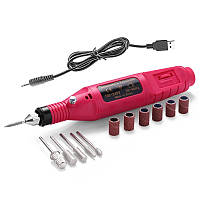Фрейзер для манікюра в наборі 6 насадок рожевий