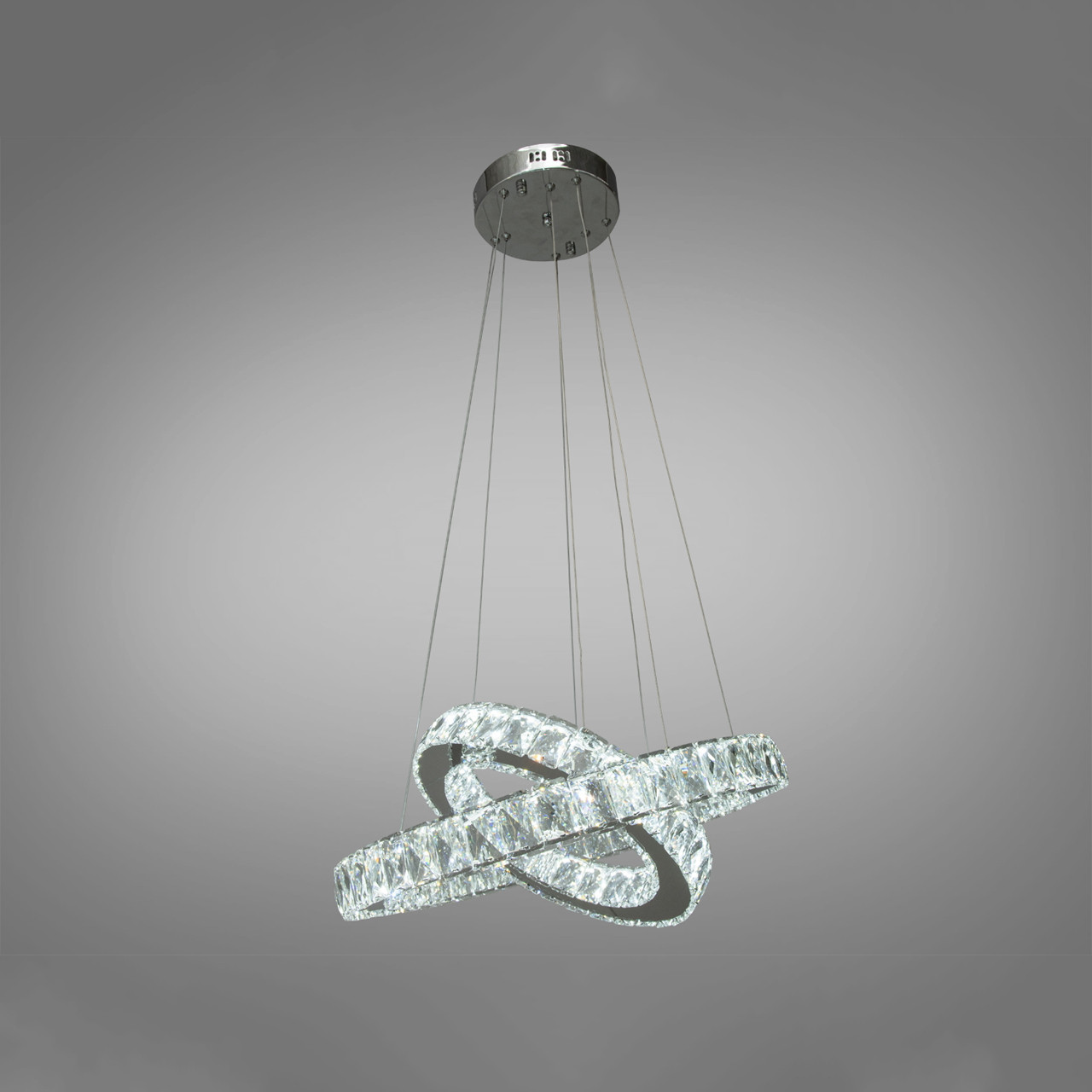 Кришталева підвісна світлодіодна LED люстра 55 Вт з пультом управління колір каркасу хром D-8317-6A/480+340HR, фото 1