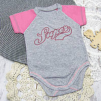 ОПТОМ от 3 шт тонкое боди-футболка бодик с короткими рукавами для новорожденной девочки на лето 5973 СРВ