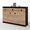 Великий комод Еверест з дверима та ящиком Соната-7 140х38х94 венге темний + дуб крафт золотий (DTM-2017), фото 2