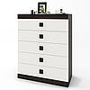 Високий комод Еверест на 5 ящиків Соната-2 80х38х101 венге темний + білий (DTM-2021), фото 2