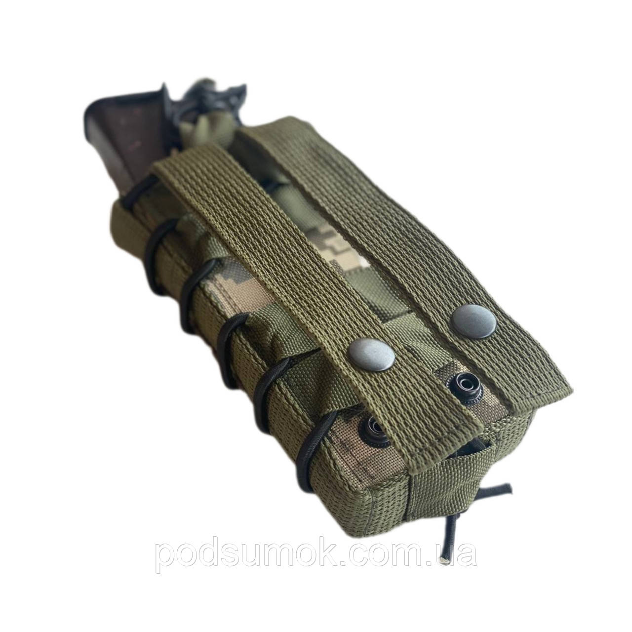 Підсумок для магазину АК Molle+кнопки відкритий одинарний з пластиковою вставкою колір Піксель