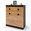 Комод з дверима та ящиком Еверест Соната-4 80х38х94 венге темний + дуб крафт золотий (DTM-2066), фото 2