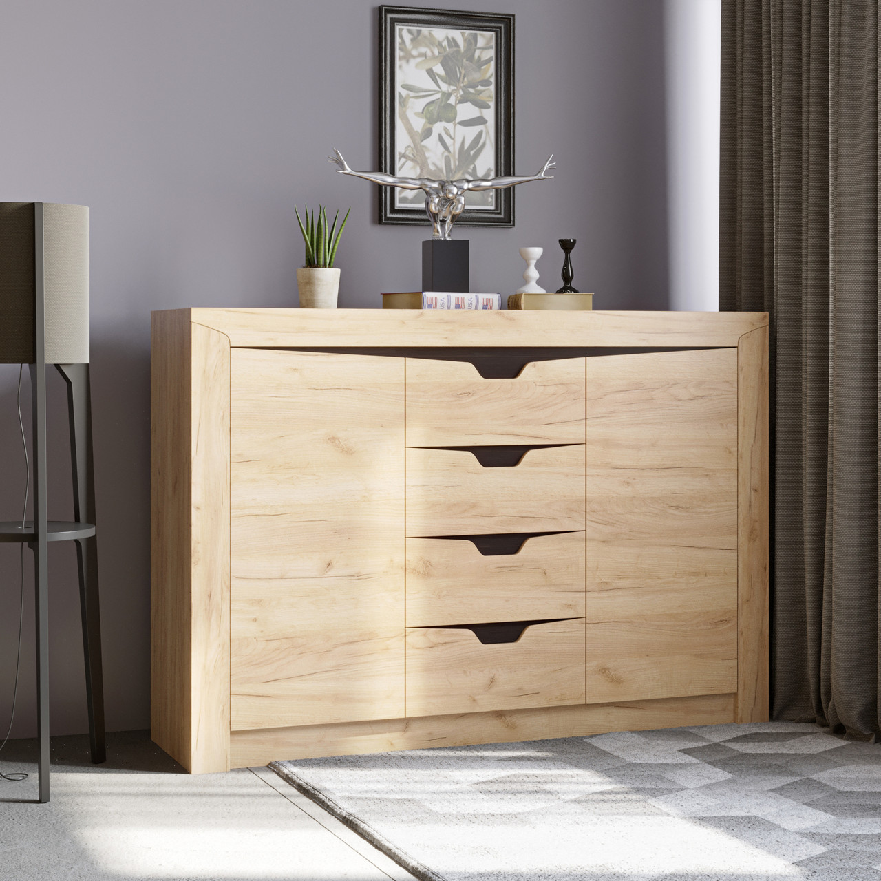 Великий комод для речей Еверест Ліберті-1400 140х38х98.5 дуб крафт золотий (DTM-2138), фото 1