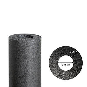 Каучукова ізоляція для труб Ø15 мм, товщина ізоляції 9 мм