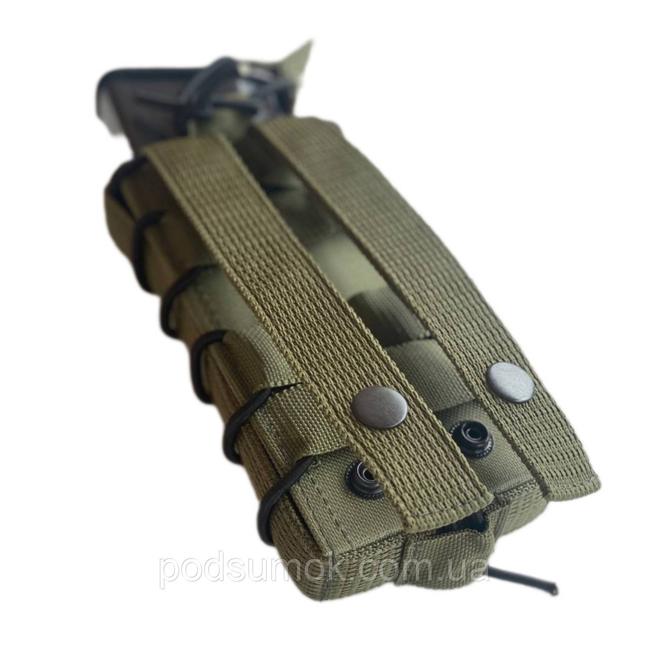 Підсумок для магазину АК Molle+кнопки відкритий одинарний з пластиковою вставкою колір Олива