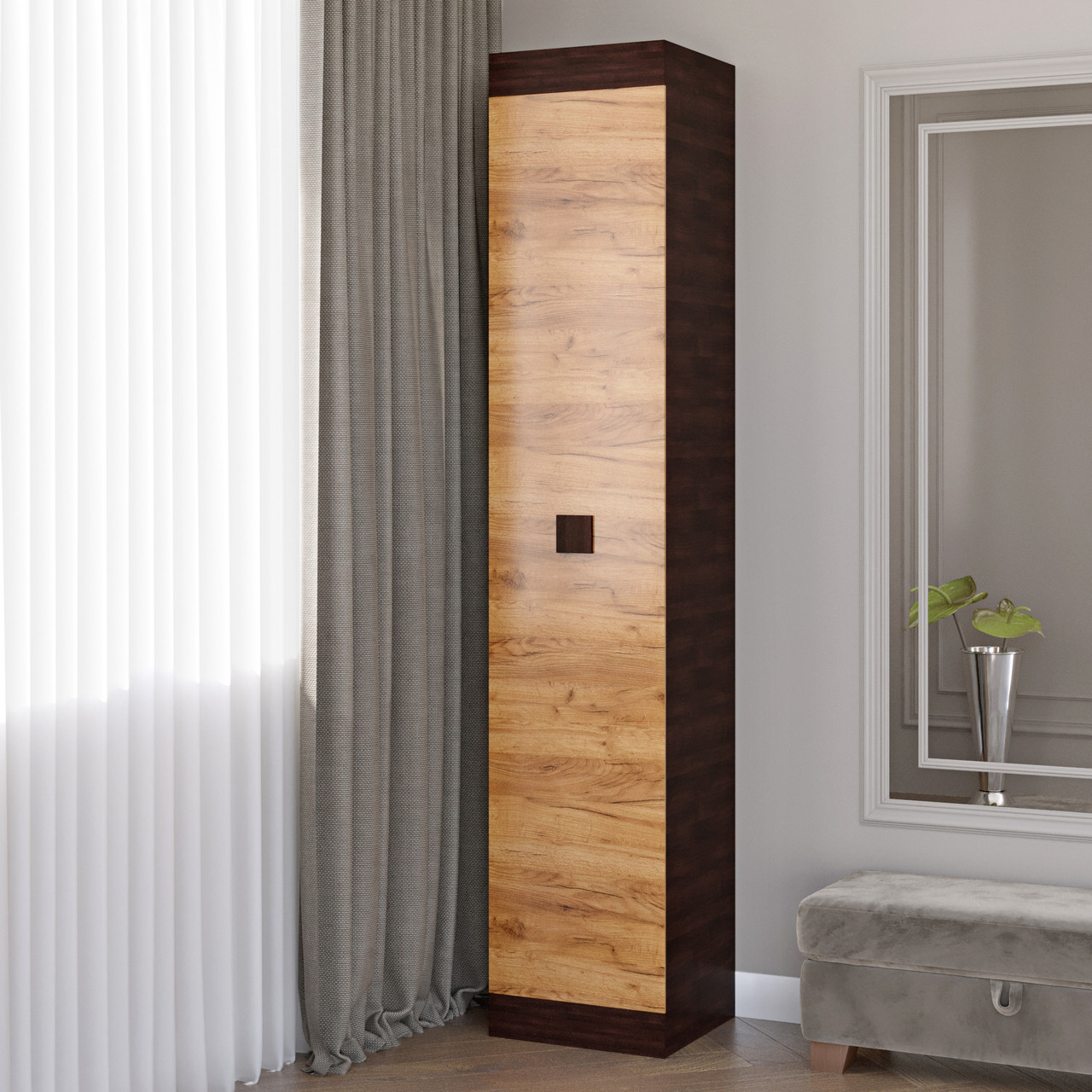 Шафа-пенал закрита Еверест Соната венге темний + дуб крафт золотий (DTM-2276), фото 1