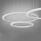 Світлодіодна підвісна Led люстра 170 Вт з пультом д/к колір каркасу білий D-7740/800+600+400WH, фото 4