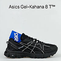Спортивные женские кроссовки Asics Gel Kahana 8 кожа сетка демисезон черные