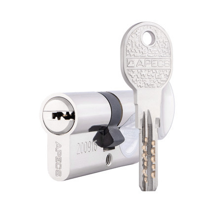 Циліндр APECS QM-60-C-NI нікель (UA) ключ-вороток, фото 1