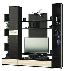 Стінка для вітальні Еверест Бриз + Пенал 18 венге + дуб молочний (DTM-2247)