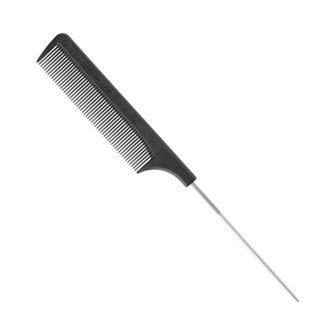 Перукарський гребінець з металевим шпикулем Olivia Garden Black Label Comb T2 (OGID0897)