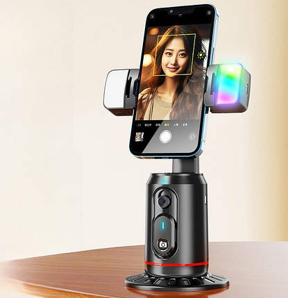 Розумний монопод, настільний тримач з автофокусом та LED-підсвіткою для смартфона 360°, фото 1