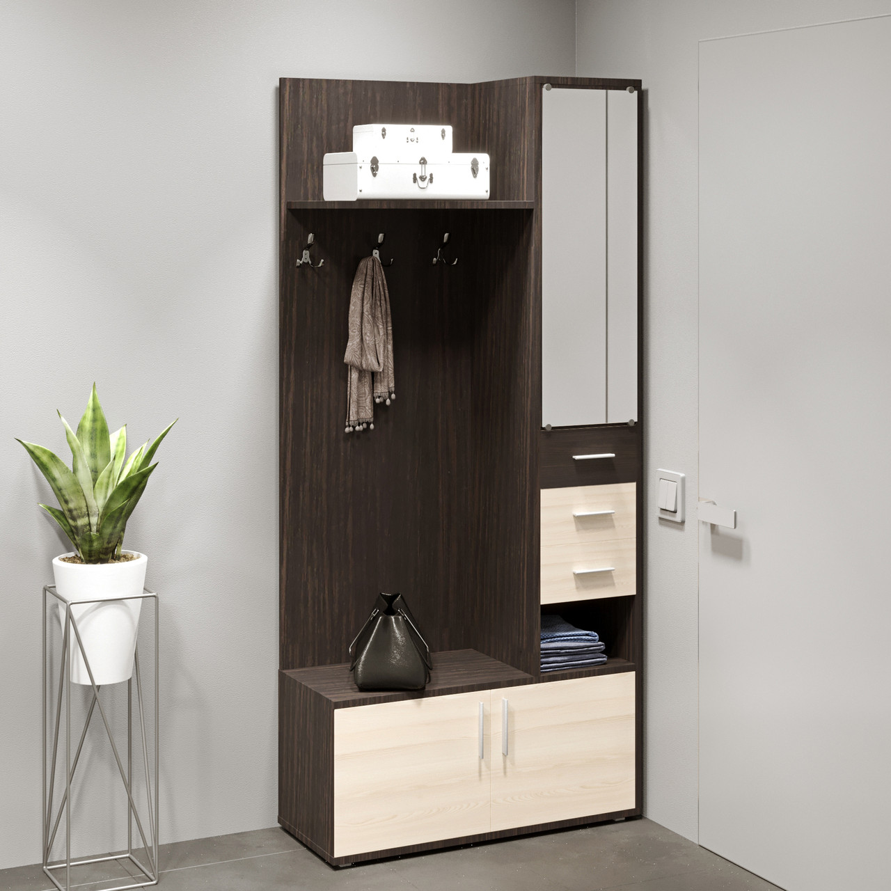 Передпокій з гачками Еверест Рів'єра венге + дуб молочний (DTM-2191), фото 1