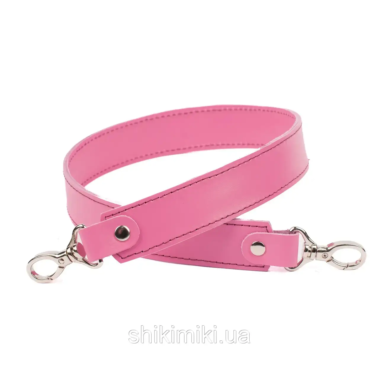 Ремінь з карабінами (68*3см) у два шари шкіри, колір Яскраво-рожевий, фото 1