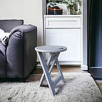 Сірий дерев'яний кухонний табурет Розкладна сіра табуретка з дерева Складаний стільчик на кухню ЯСЕН, фото 2