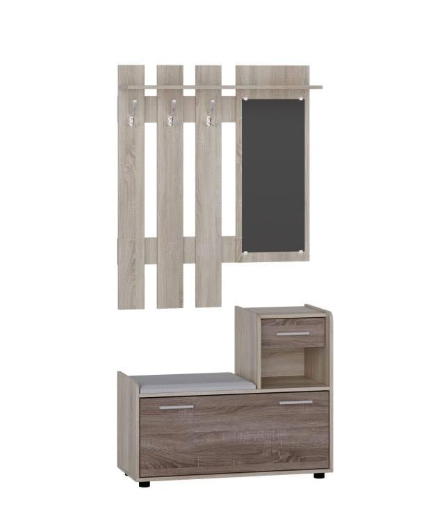 Передпокій Еверест Тандем з вішалкою та тумбою (правий) для взуття сонома + трюфель (DTM-2457), фото 1