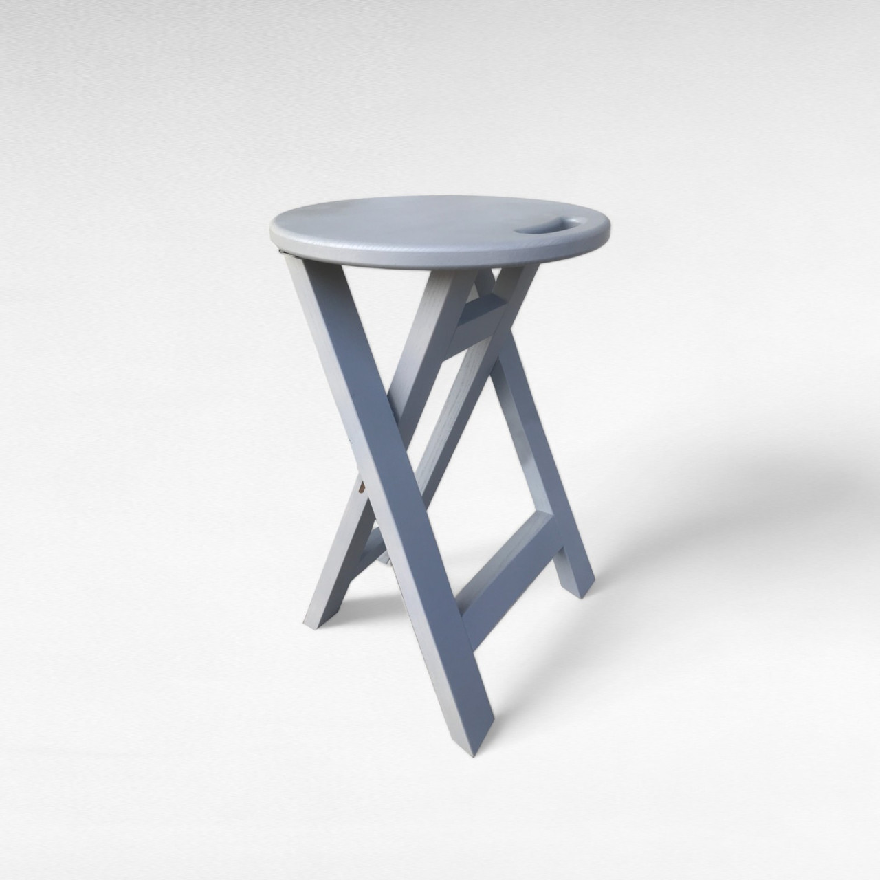 Сірий дерев'яний кухонний табурет Розкладна сіра табуретка з дерева Складаний стільчик на кухню ЯСЕН, фото 1