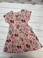 Детское летнее платье, розовое, с рисунком № 3153 ( 3-6 лет)