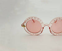 Солнцезащитные очки женские круглые Gucci (Гуччи) L'aveugle Par Amour розовые, стильные имиджевые очки