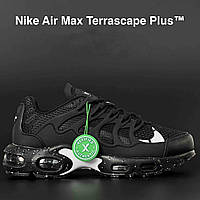 Стильные мужские кроссовки Nike Air Max Terrascape Plus демисезонные сетка кожа черные с белым