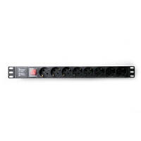 Силовой блок Eserver 19" 8 розеток, выкл., алюм. корпус PDU 220В, 16А WT-2261A-GER-8WAY-WO n