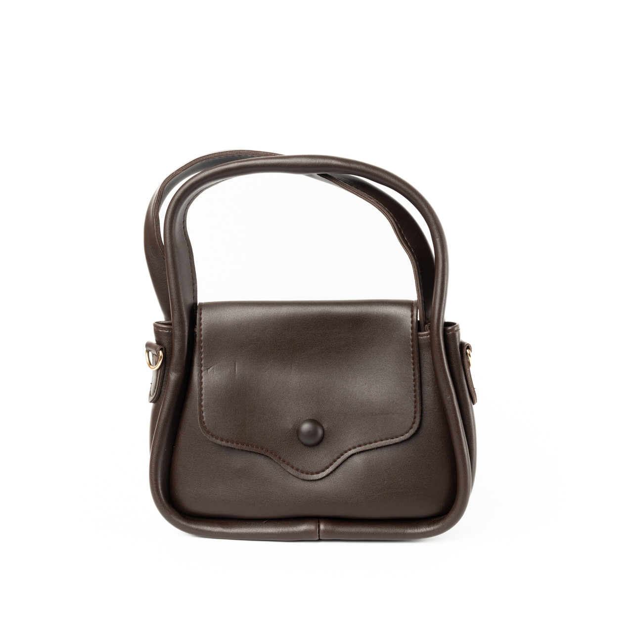 Сумка жіноча стильна через плече з ручками та ремінцем, сумочка клатч, Темно-коричневий