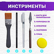 Художній набір 18 в 1 - Акрил, акварель, гуаш, олія, темперна фарба, аквагрим, фото 10