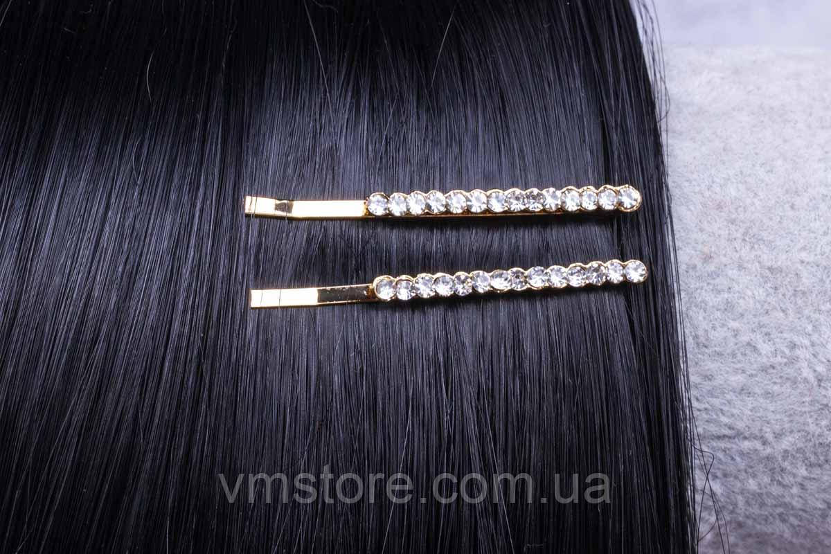 Набір невидимок зі стразами, золотисті невидимі, фото 1