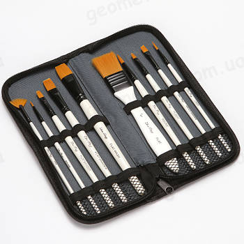 Професійні художні пензлі - 10 шт - акрил, акварель, гуаш, олія, темпера, аквагрим