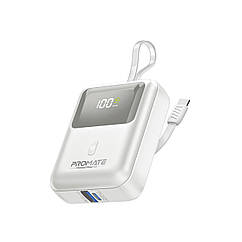 УМБ Promate PowerPod-10 10000 mAh USB-C/USB-А порт, USB-C кабель (powerpod-10.white)