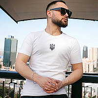 Белая футболка мужская хлопковая с трезубцем стильная модная летняя удобная брендовая фирменная
