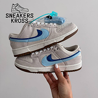 Женские кроссовки Nike SB Dunk Low 85 Double Swoosh Light Grey Blue, Найк СБ Данк Серые, Nike dunk premium