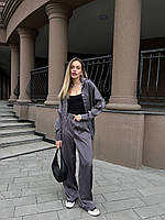 Женский летний костюм брюки+сорочка люкс сатин Серый, M