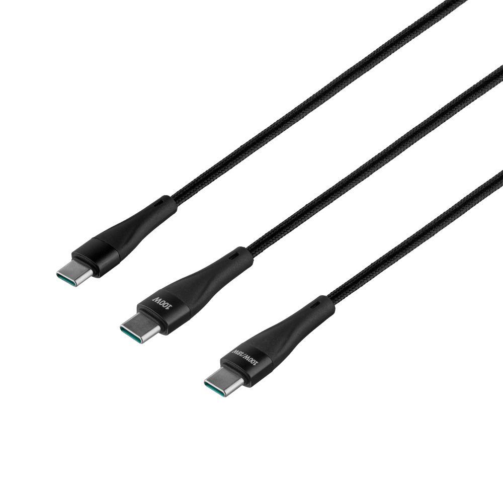 Кабель USB Hoco U102 Super 2 in1 Type-C to Type-C / Type-C 100W Колір Чорный