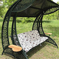 Садові гойдалки "Дубай" з подушками, колір чорний/коричневий, порошкове фарбування, матеріал основи - метал